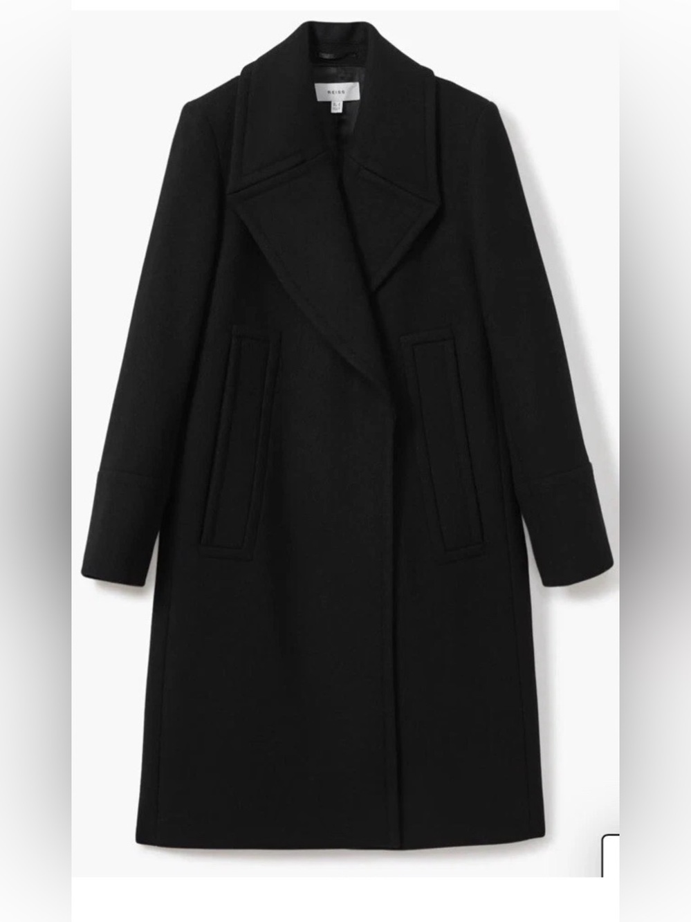 Reiss Katia Wool Blend Felt Coat In Black Size US 14/ UK 18 $625
